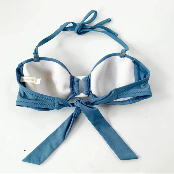 New HELEN JON Shell Bandeau Bikini Swim Top Slate Blue Size XS - Picture 4 of 10